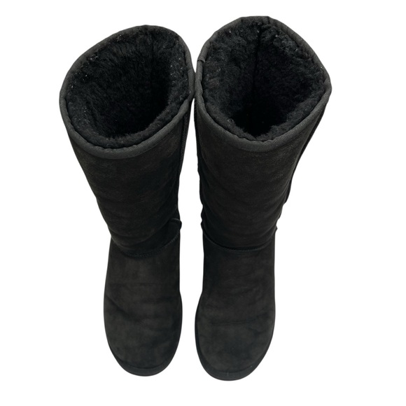 UGG Tall Classic Suede Shearling Boots Women’s Size 8 | Black High Winter Snow - Picture 3 of 12